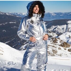 NWT! TIPSY ELVES SILVER BULLET ONE PIECE SKI SNOW SUIT - Women's Size Small